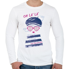 PRINTFASHION Párizsi - Férfi hosszú ujjú póló - Fehér