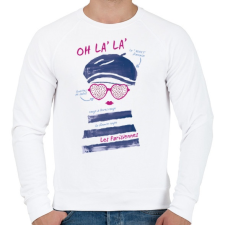 PRINTFASHION Párizsi - Férfi pulóver - Fehér férfi pulóver, kardigán