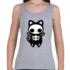 PRINTFASHION páros póló - csontváz cica - Női atléta - Sport szürke