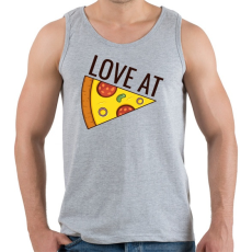PRINTFASHION Páros póló - Love at Pizza - Férfi atléta - Sport szürke