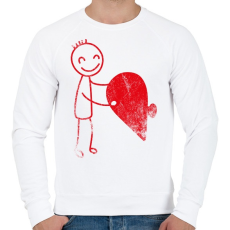 PRINTFASHION Páros szív puzzle 1 - Férfi pulóver - Fehér