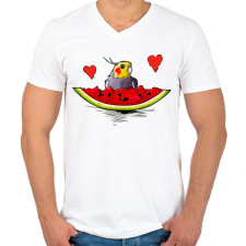 PRINTFASHION Parrot 1 - Férfi V-nyakú póló - Fehér férfi póló