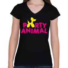 PRINTFASHION Partiállat - Női V-nyakú póló - Fekete