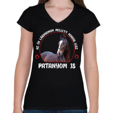 PRINTFASHION Patanyom - Női V-nyakú póló - Fekete