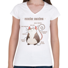 PRINTFASHION Patkány anatómia - Női V-nyakú póló - Fehér