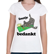 PRINTFASHION Patkány - Női V-nyakú póló - Fehér
