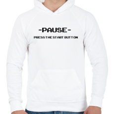 PRINTFASHION Pause - Férfi kapucnis pulóver - Fehér