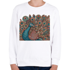 PRINTFASHION Páva - Gyerek pulóver - Fehér