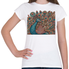 PRINTFASHION Páva - Női póló - Fehér női póló