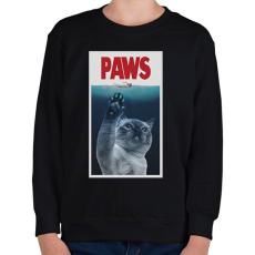 PRINTFASHION PAWS cápa macska - Gyerek pulóver - Fekete