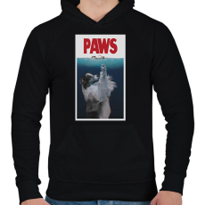 PRINTFASHION PAWS jaws ausztrál juhász kutya - Férfi kapucnis pulóver - Fekete