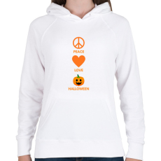 PRINTFASHION Peace Love Halloween - Női kapucnis pulóver - Fehér