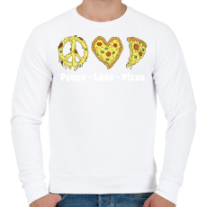 PRINTFASHION Peace, love, pizza - Férfi pulóver - Fehér