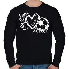 PRINTFASHION Peace love soccer - Férfi pulóver - Fekete