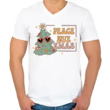PRINTFASHION Peace love xmas - Férfi V-nyakú póló - Fehér férfi póló
