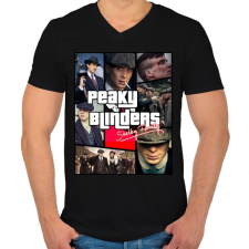 PRINTFASHION Peaky Blinders - Férfi V-nyakú póló - Fekete férfi póló