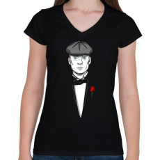 PRINTFASHION Peaky Blinders - Női V-nyakú póló - Fekete