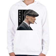 PRINTFASHION Peaky Blinders - Tommy Shelby vonalas - Gyerek kapucnis pulóver - Fehér