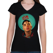 PRINTFASHION Peaky Blinders vezér - Női V-nyakú póló - Fekete női póló