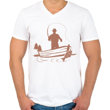 PRINTFASHION pecás - Férfi V-nyakú póló - Fehér férfi póló