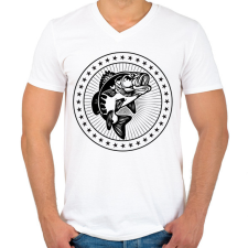 PRINTFASHION pecás - Férfi V-nyakú póló - Fehér férfi póló