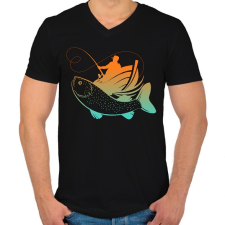 PRINTFASHION pecás - Férfi V-nyakú póló - Fekete férfi póló