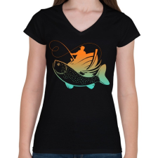 PRINTFASHION pecás - Női V-nyakú póló - Fekete női póló