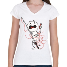 PRINTFASHION Pecás_Rajztábla 1 - Női V-nyakú póló - Fehér női póló