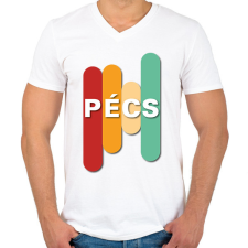 PRINTFASHION Pécs - Színes - Férfi V-nyakú póló - Fehér férfi póló