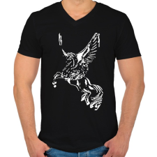 PRINTFASHION pegazus - Férfi V-nyakú póló - Fekete férfi póló