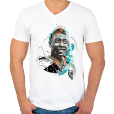 PRINTFASHION Pelé - Férfi V-nyakú póló - Fehér férfi póló