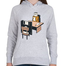 PRINTFASHION Pendrive vs floppy - Női kapucnis pulóver - Sport szürke női pulóver, kardigán