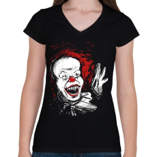 PRINTFASHION Penny Wise - Női V-nyakú póló - Fekete