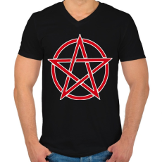 PRINTFASHION pentagram - Férfi V-nyakú póló - Fekete