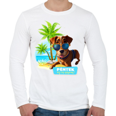 PRINTFASHION Péntek az én napom! - Vicces kutyás póló minta - Férfi hosszú ujjú póló - Fehér