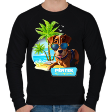PRINTFASHION Péntek az én napom! - Vicces kutyás póló minta - Férfi pulóver - Fekete férfi pulóver, kardigán