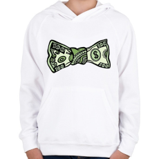 PRINTFASHION Pénz csokornyakkendő - Gyerek kapucnis pulóver - Fehér