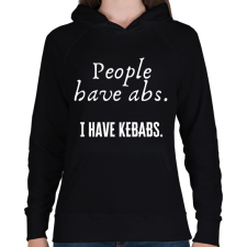 PRINTFASHION People have abs, I have kebabs - Női kapucnis pulóver - Fekete női pulóver, kardigán