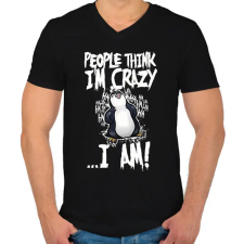 PRINTFASHION People think I'm crazy... - Férfi V-nyakú póló - Fekete férfi póló
