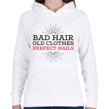 PRINTFASHION Perfect nails - Női kapucnis pulóver - Fehér női pulóver, kardigán