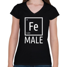 PRINTFASHION Periodic Ironman Női Fehér - Női V-nyakú póló - Fekete női póló