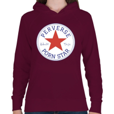 PRINTFASHION Perverz pornósztár - Női kapucnis pulóver - Bordó női pulóver, kardigán