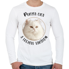 PRINTFASHION Perzsa cica - Legjobb barát - Férfi hosszú ujjú póló - Fehér