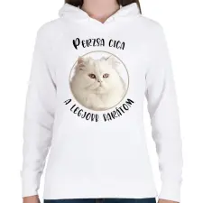 PRINTFASHION Perzsa cica - Legjobb barát - Női kapucnis pulóver - Fehér női pulóver, kardigán