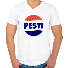 PRINTFASHION PESTI - Férfi V-nyakú póló - Fehér