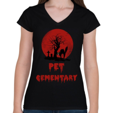 PRINTFASHION pet cementary - Női V-nyakú póló - Fekete női póló