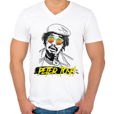 PRINTFASHION Peter Tosh - Reggae - Férfi V-nyakú póló - Fehér