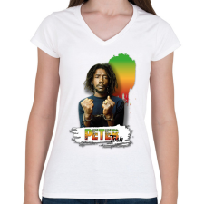 PRINTFASHION Peter Tosh - reggae - Női V-nyakú póló - Fehér női póló