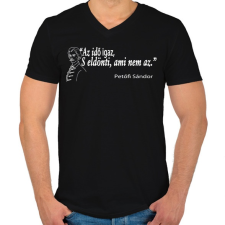 PRINTFASHION Petőfi gondolata az időről - Férfi V-nyakú póló - Fekete férfi póló