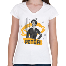 PRINTFASHION Petőfi Sándor - Női V-nyakú póló - Fehér